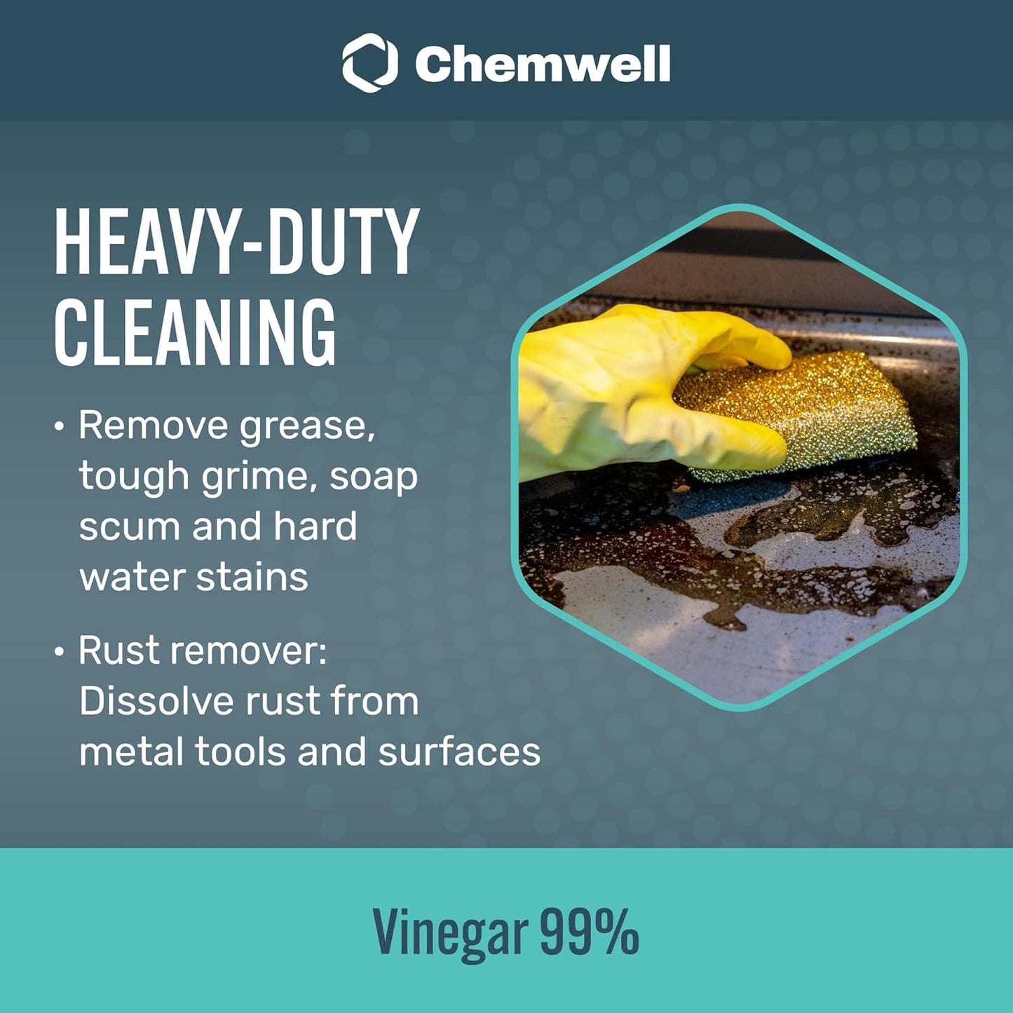 Chemwell 99% Vinegar (32 fl oz) - General Purpose All-Natural Multi-Surface Cleaner for Home, Patio & Commercial - High Performance, Powerful Concentrated Acetic Acid - Made in USA