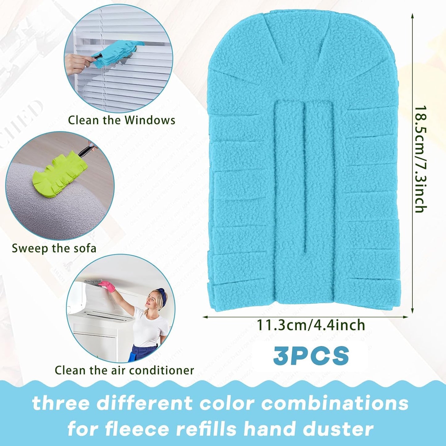 Zubebe 12 Pcs Duster Refill Reusable Fleece Duster Refills Feather Flat Dusters Multi Surface Washable Cleaning Pads Tools for Home, Blinds, Car, Pet, Furniture, Fans (Dark Color)