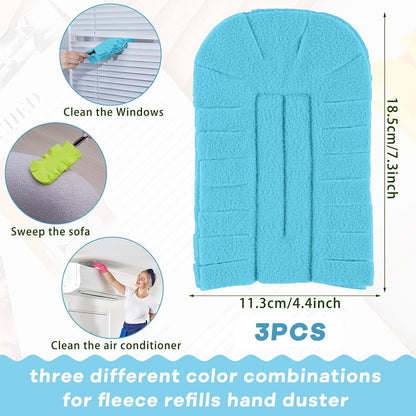 Zubebe 12 Pcs Duster Refill Reusable Fleece Duster Refills Feather Flat Dusters Multi Surface Washable Cleaning Pads Tools for Home, Blinds, Car, Pet, Furniture, Fans (Dark Color)