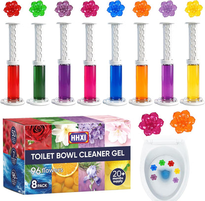 8 Pack Toilet Gel Stamp, Toilet Bowl Cleaner Gel, 8 Scents Flower Shaped, Long-Lasting Bathroom Freshener, Bathroom Essentials