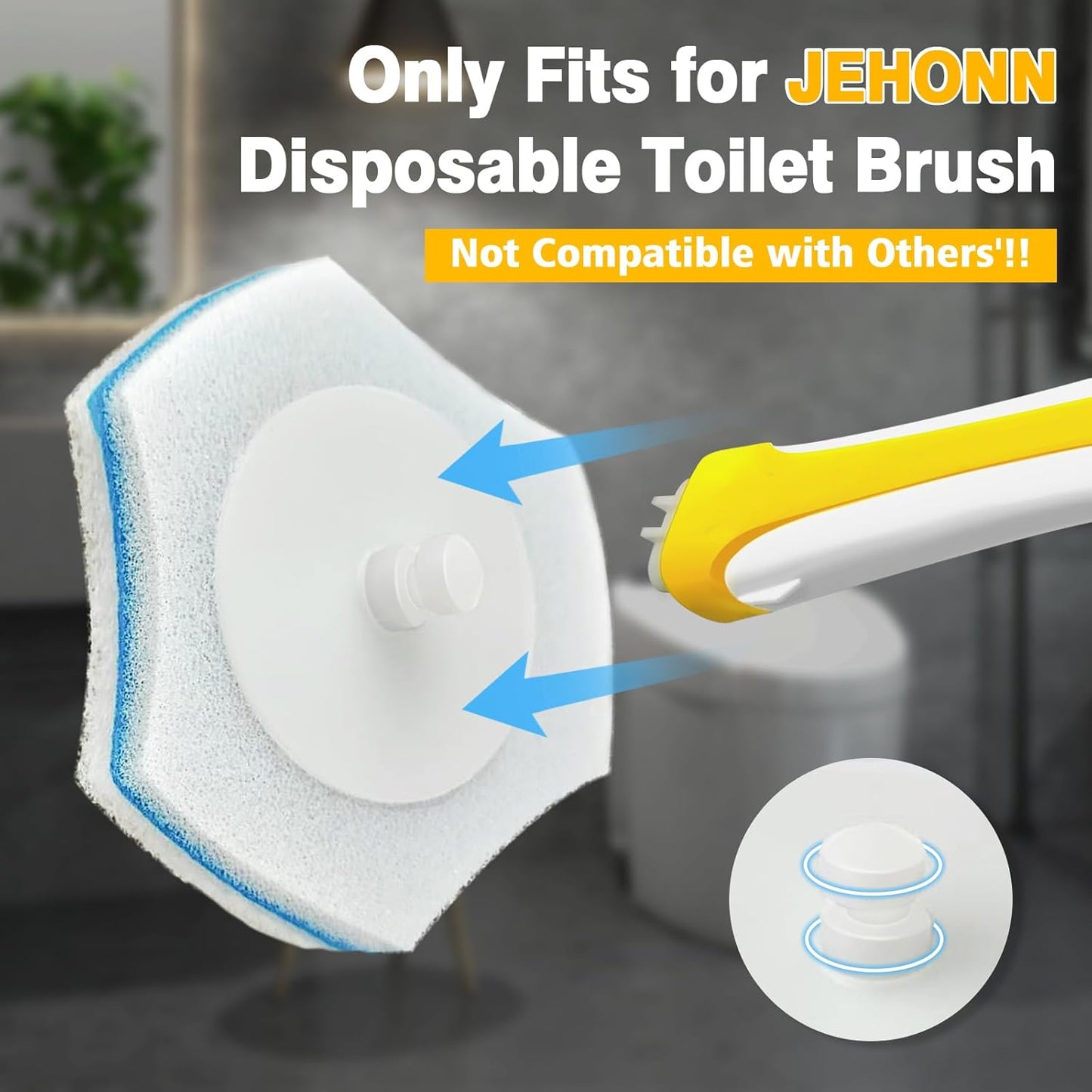 JEHONN Disposable Toilet Brush with 48 Wand Cleaner Refills, Wall Mounted Toilet Bowl Brush Holder Set, Bathroom Cleaning System for Sink Bathtub Wash Basin (Blue)