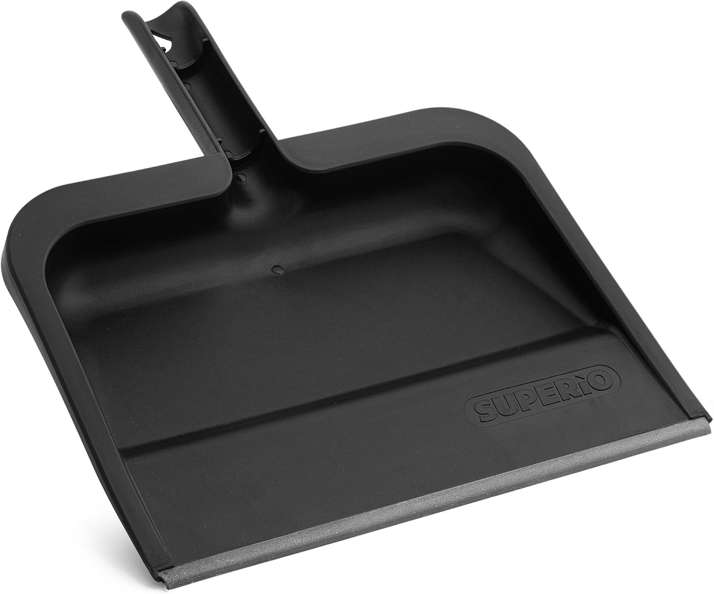 Superio Clip-On Dustpan with Rubber Lip - 10-inch Wide Durable Plastic Dust Pan with Comfort Grip Handle, White, 1-Pack