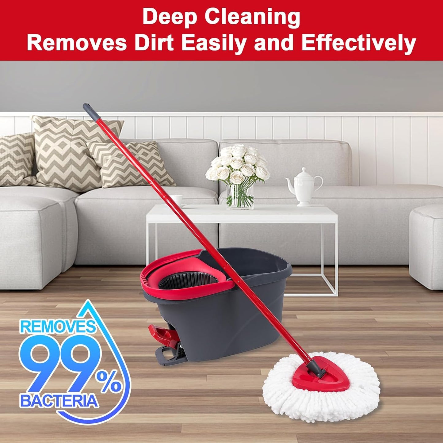 Spin Mop Replacement Head 4 Pack Mop Refill Compatible with Ocedar Triangle Swivel Mops Microfiber Swivel Mop Refill,Deep Clean,Machine Washable and Easy to Replace