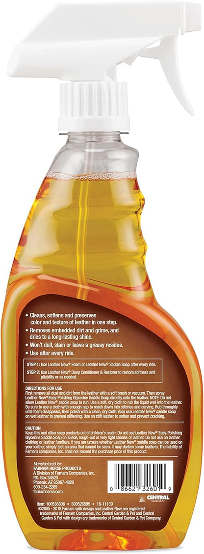Farnam Leather New Easy-Polishing Glycerine Saddle Soap and Leather Cleaner, 16 oz