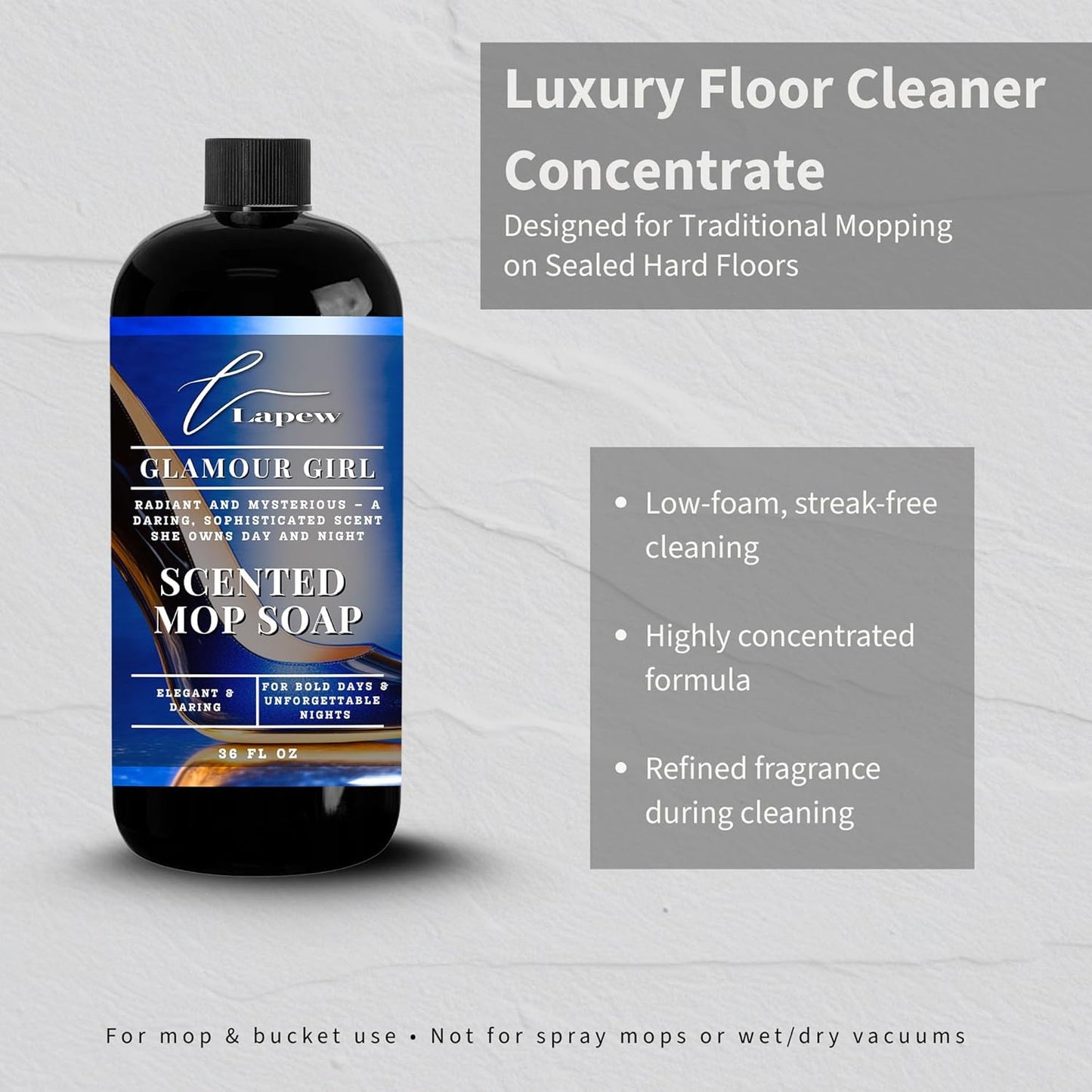 Lapew Santal Scented Mop Soap - Luxury Floor Cleaner Concentrate for Mopping Tile, Laminate, Vinyl & Hardwood | Streak-Free, Low-Foam | 36 oz - Colors B