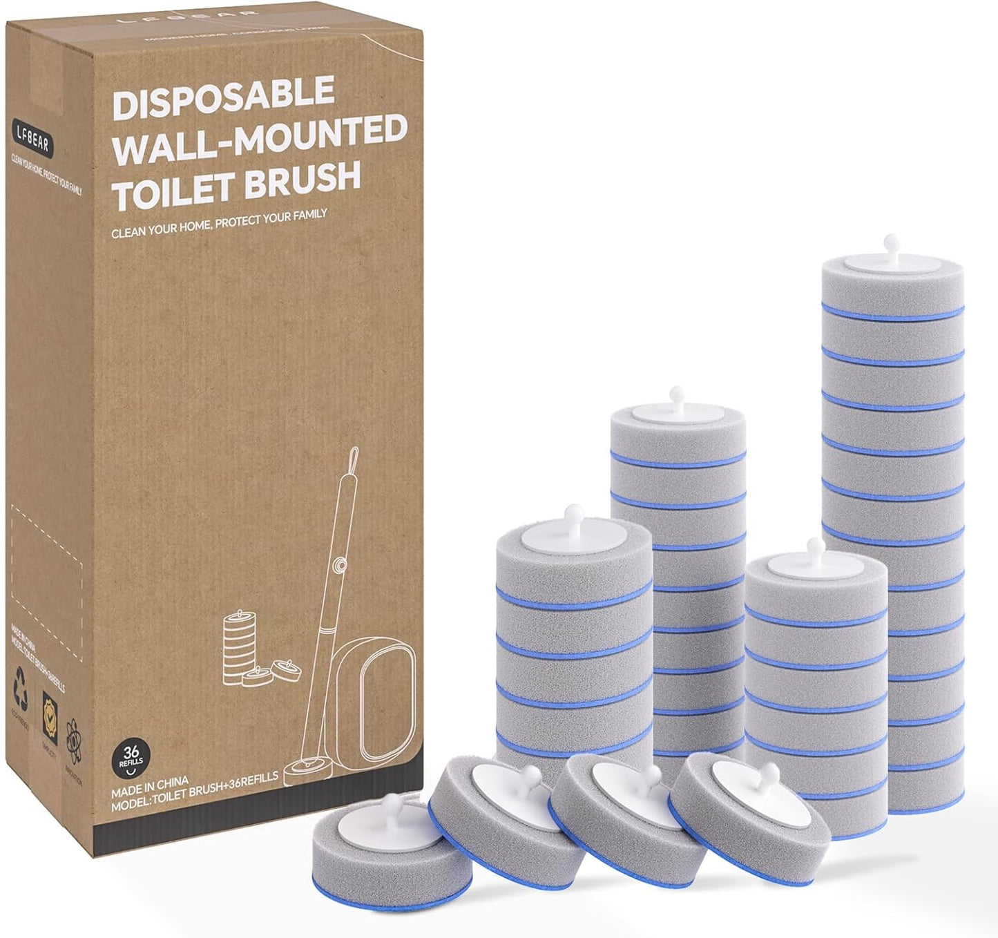 Disposable Toilet Cleaning System - Toilet Wand Kit with 18 High-Performance Refills, Wall Mounted Brush and Holder for Deep Cleaning Bathroom (Brush + 18 Refills)