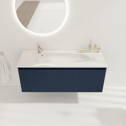 SSLine Modern 24-Inch Bathroom Vanity with Sink Wall Mounted Bathroom Vanity with Top Basin & Storage Cabinet White Wood Floating Vanity w/Ceramic Sink & Gold/Black Handles for Small Space