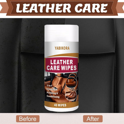 Leather Wipes, Full 80 Wipes Leather Seat Wipes for Car Interior, Steering Wheel & Furniture, Leather Couch Wipes and Conditioner - Generously Sized (4.72 X 5.51 Inch) - 2set