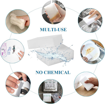 Magic Sponge Eraser Sheets, 52Pcs All-Purpose White Melamine Sponge Convex Point Disposable Magic Cleaning Wipes for Furniture Kitchenware, Hard-to-Reach Places, Shoe