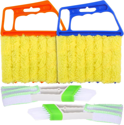 4PC Washable 7 Fingers Blinds Cleaner Tool - Blind Cleaner Duster Tool for Window Shutters Air Vents AC with 4 Cloth Covers