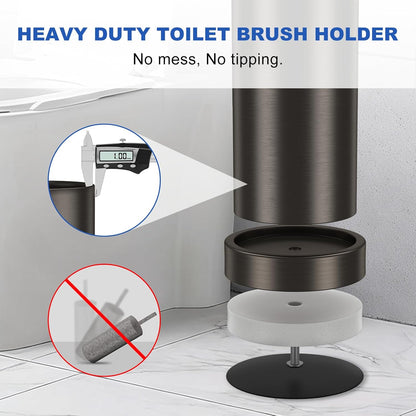 Toilet Brush and Holder Set: 304 Stainless Steel Heavy Duty Toilet Bowl Brush and Holder with Removable Inner Bowl and Splash Protection, Modern Long Handle Bathroom Cleaning Tool