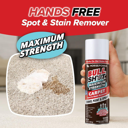 Bull Shot MAX Strength Carpet Spot & Stain Remover, AS-SEEN-ON-TV, Made In US, Just Point & Spray, Stain-Lifting Foam Action, Coffee, Wine, New & Old Stains & More