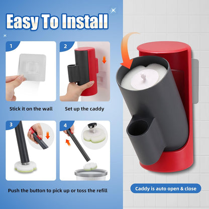Disposable Toilet Brush Kit with 30 Refills, No-Touch Toilet Wand Cleaning System, Wall Mounted Toilet Bowl Cleaner for Bathroom, Sink, Bathtub – Hygienic Deep Cleaning