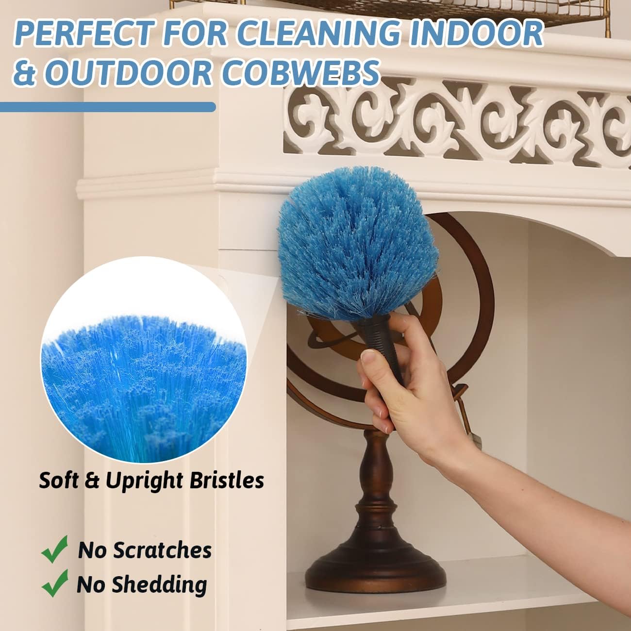20 Foot Cobweb Duster with Extension Pole 2 PCS, Webster Cobweb Duster for High Ceilings/Corners, Spider Web Brush with Pole for Outdoor & Indoor Web Cleaning, Outdoor Cobweb Brush Kit by MAYKI