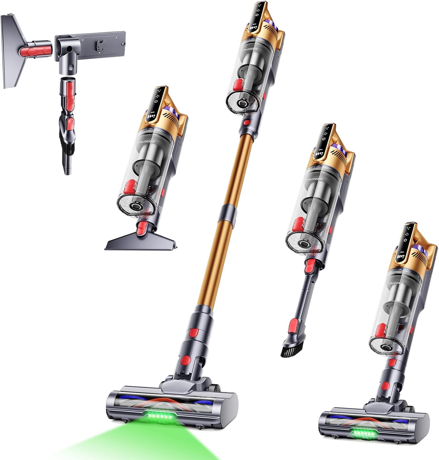 Trucozie Cordless Vacuum Cleaner, Self-Standing Lightweight Stick Vacuum with 50 mins Runtime, Powerful Suction, Anti-Tangle Wireless Vacuum for Home, Hardwood Floor, Carpet, Pet Hair, Black