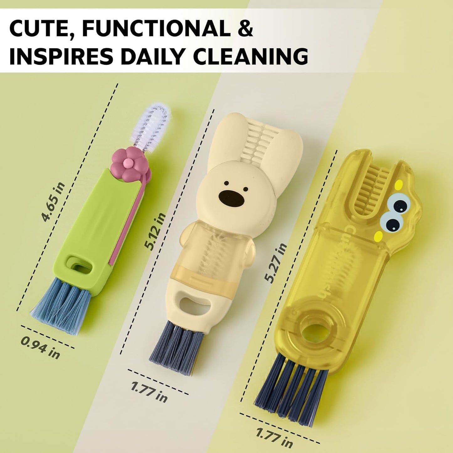 Cup Lid Cleaning Brush, 3 in 1 Lid Cleaner for Tumblers and Water Bottles, Gap Cleaning Brush with Straw Hole Detail Tool, Multifunctional Brush for Daily Use (Blue Green)