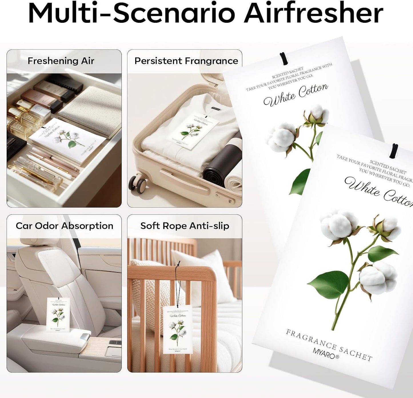 MYARO 12 Pack Fresh Linen Scented Sachets for Drawer, Closet & Car Air Freshener Bags | Odor Eliminator & Fabric Refresher | Crisp, Clean Home Fragrance Gift Set