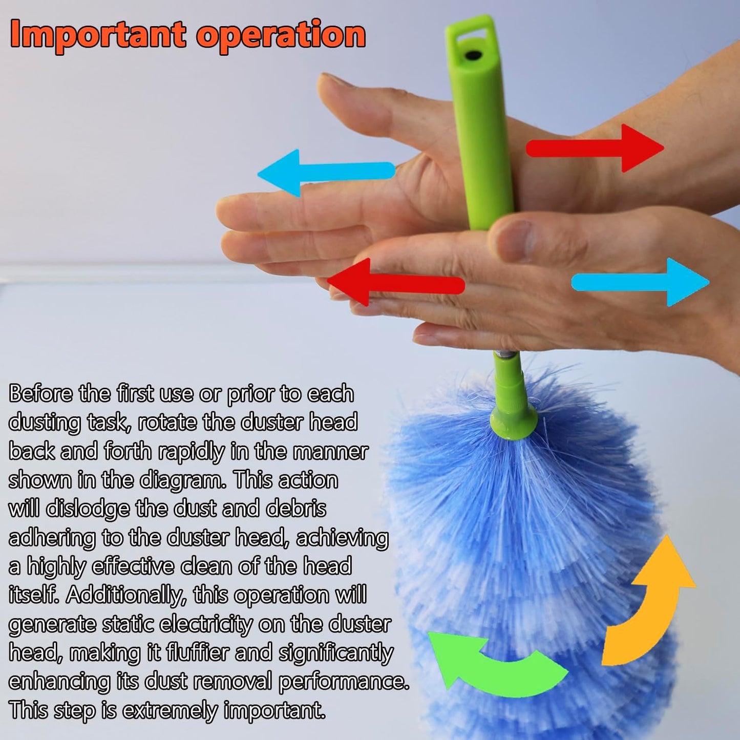 4 Pack Washable Electrostatic Duster, Extendable Pole 25" to 55", Feather Duster for Cleaning, Electrostatic Feather Duster