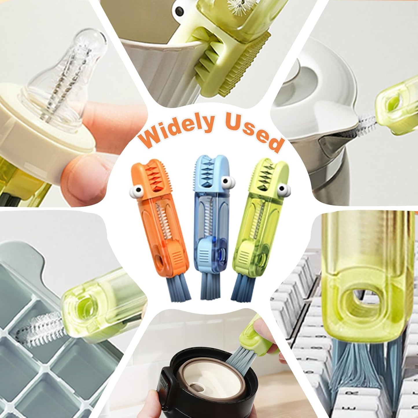3 in 1 Cup Lid Cleaning Brush, Portable Gap Cleaner Brush - Multifunctional Bottle Cleaning Brush for Bottle Gap/Tight Spaces/Travel Bottle Lid, Home Kitchen Crevice Brush Tools, 3 PCS