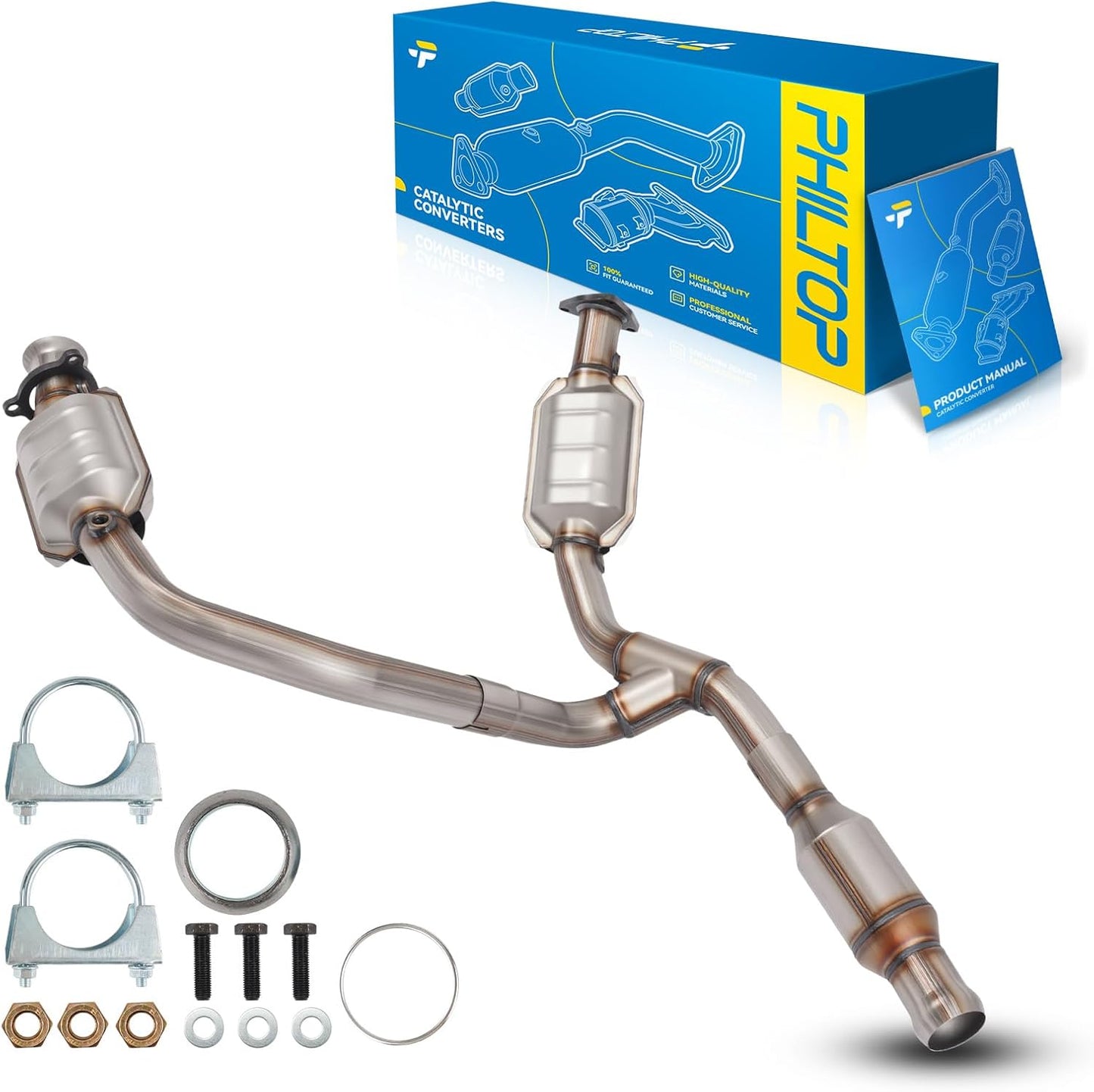 PHILTOP Left and Right Catalytic Converter Replacement For 2005-2010 300 2.7/3.5L V6 RWD, 2006-2010 Charger 2.7/3.5L V6 RWD, 2005-2008 Magnum 2.7/3.5L V6 RWD Replace 55434, 55433 (EPA Compliant) - Colors A