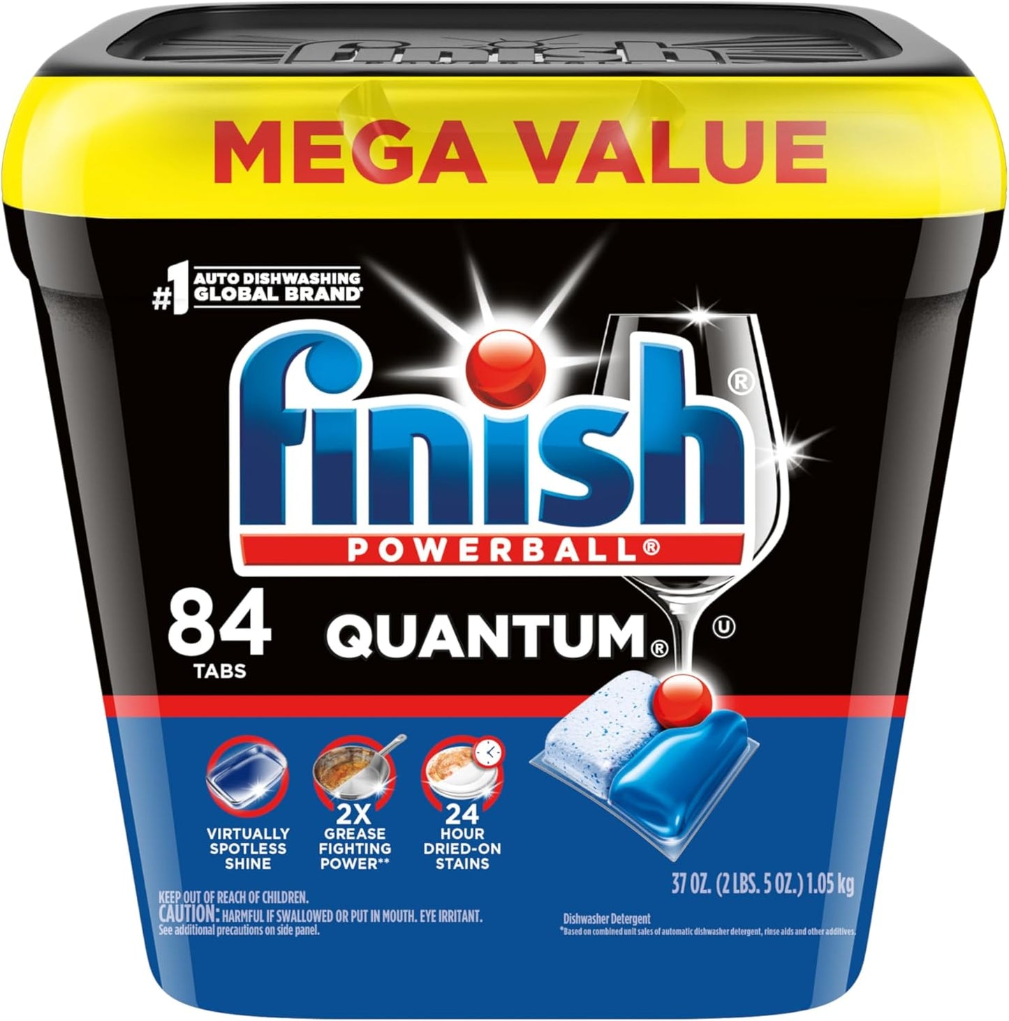 Finish Quantum Dishwasher Pods, No Pre-Rinse Dishwasher Detergent Soap Removes 24HR Dried-On Stain and Grease, Leaving a Virtually Spotless Shine, 82 Count