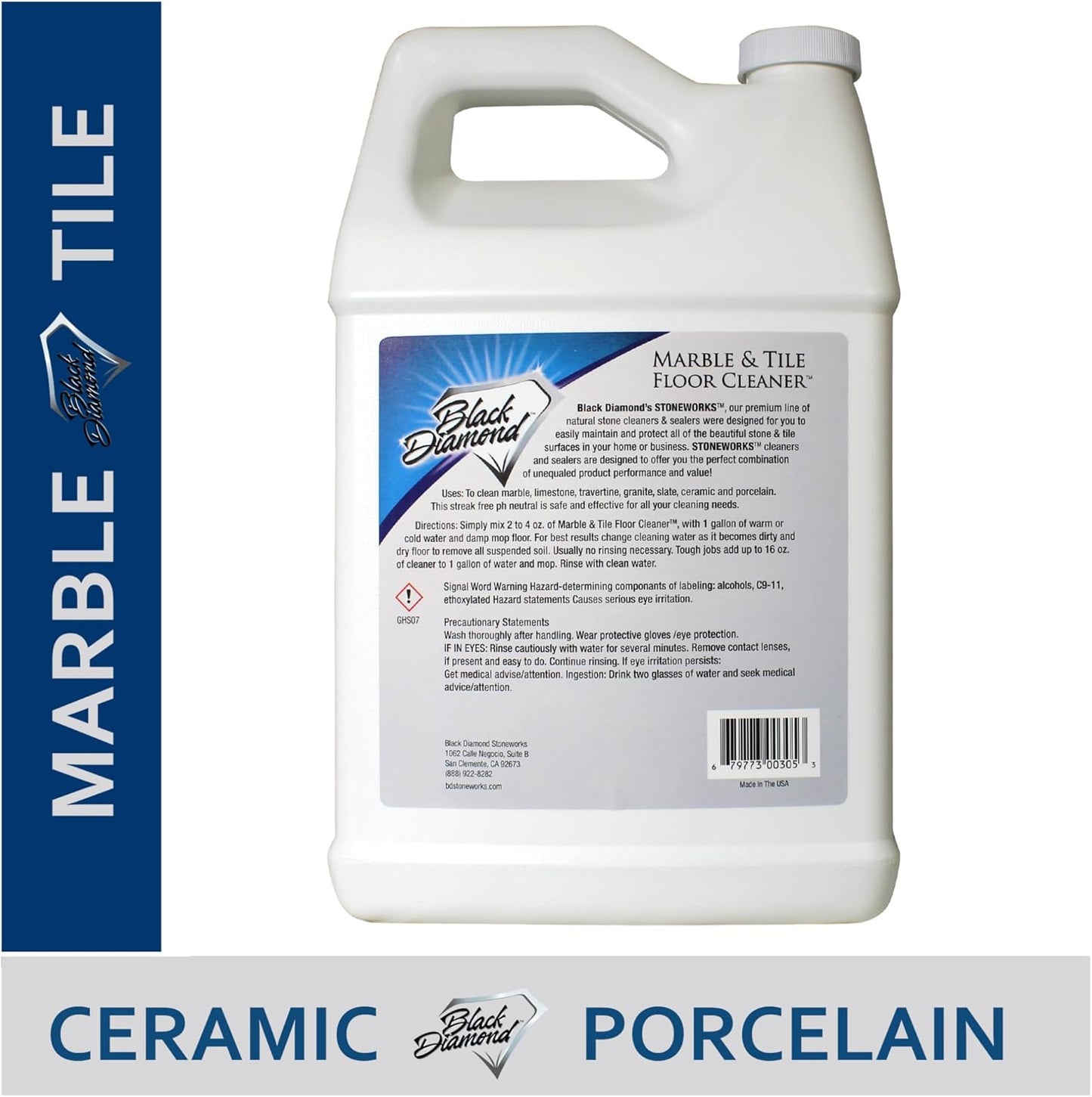 Black Diamond Stoneworks Marble & Tile Floor Cleaner Concentrate, pH Neutral, Streak-Free & No-Rinse Formula for Granite, Travertine, Limestone, Slate, Ceramic & Porcelain Floors (1 Quart)