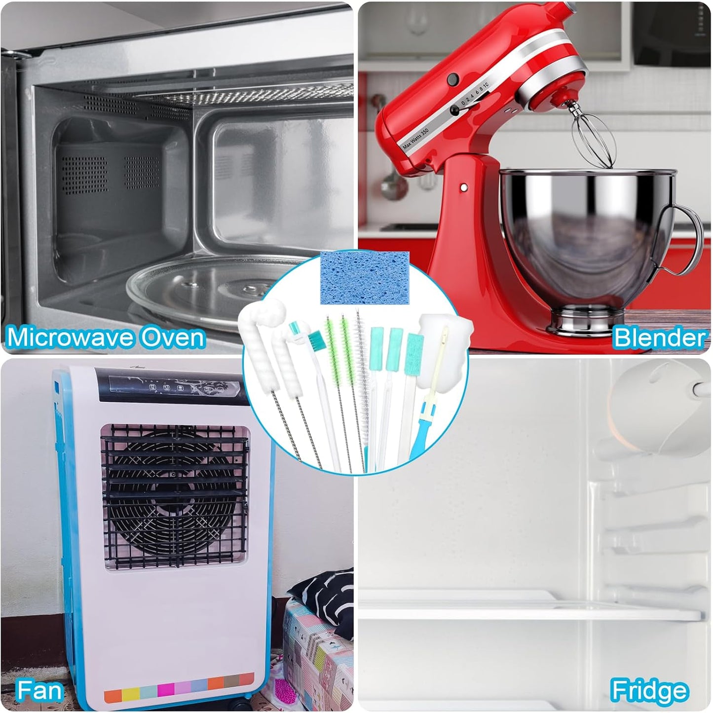 Palksky Ice Maker Cleaning Brush Set, Ice Machine Cleaning Tools - 2Pcs Drain Pipe Brush Nylon Bristles with 8Pcs Crevice Cleaning Brush