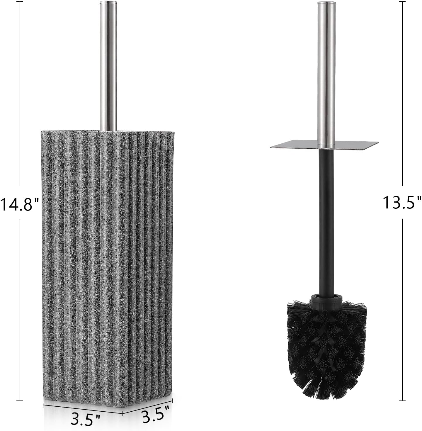 Toilet Bowl Brush and Holder for Bathroom，Resin Toilet Brush and Holder Set with Stainless Steel Handle，Deep Cleaning Modern Toilet Cleaner Brush -Space Saving, Covered Brush (Beige)