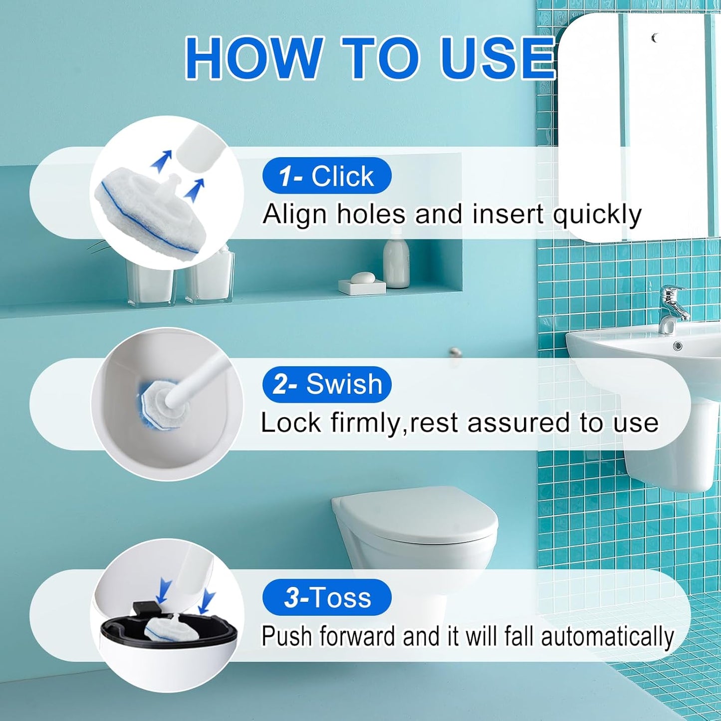Disposable Toilet Brush and Holder Set, with 30 PCS Toilet Bowl Wand refills for Clorox.