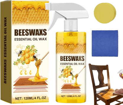 Beeswax Wood Polish Spray, Beeswax Spray Furniture Polish, Natural Beeswax Essential Oil Wax for Living Rooms, Kitchens, Wood Furniture Floors (1 Set)