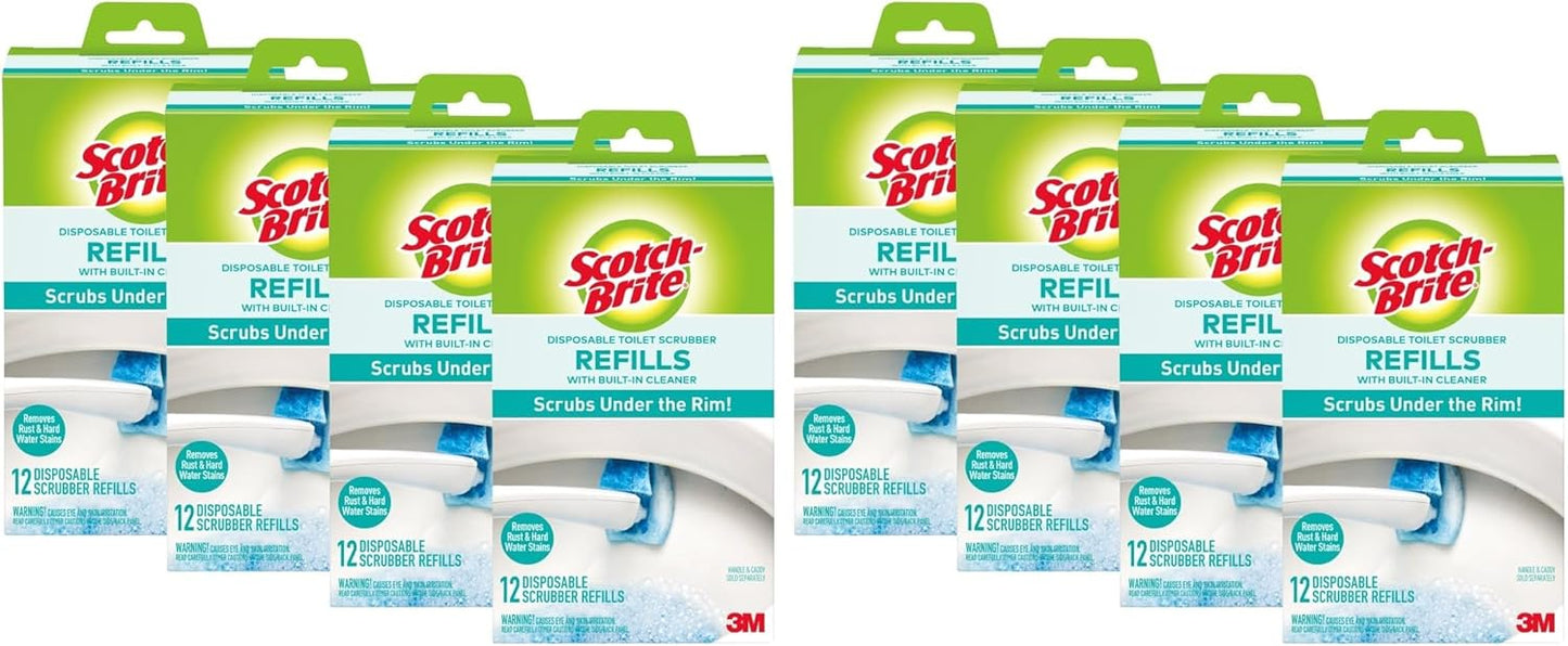 Scotch-Brite Disposable Toilet Scrubber Refills, Removes Rust & Hard Water Stains, 10 Disposable Refills Blue