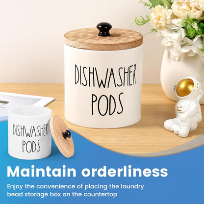 Dishwasher Pod Container Small Dishwasher Pod Holder With Lid Weekly Supply To Keep Fresh Round Storage Wide Opening Laundry Detergent Laundry Pod Holder Laundry Pods Container For Home Kitchens