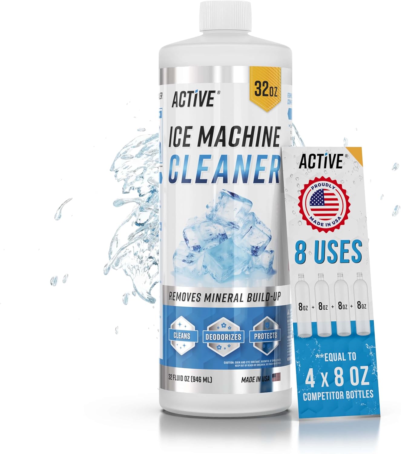 ACTIVE Ice Machine Cleaner Maker Descaler - 24 Clean Tablets Compatible with Frigidaire, Opal, GE Profile, Kitchenaid, Nickel Safe Scale Remover for Countertop, Nugget Ice Makers - Bulk 1 Year Supply