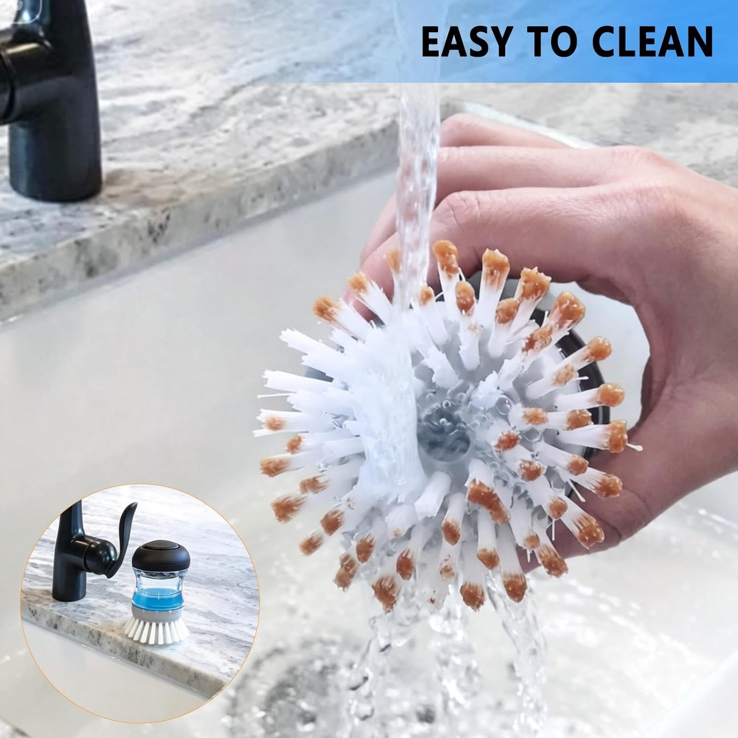 4 Pack Dish Brush Refill Heads for OXO Soap Dispensing Palm Brush, Kitchen Dish Scrubber Cleaning Replacement Head, Gray