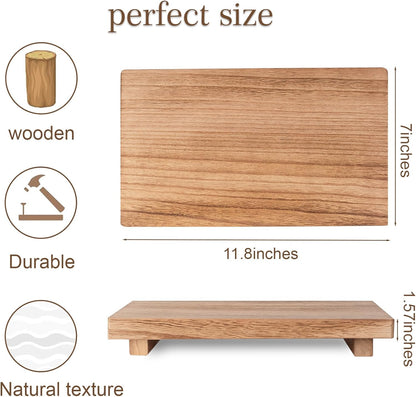 zoocatia Small Wood Tray Pedestal Stand Farmhouse Bathroom Decor Decorative Wooden Riser Kitchen Soap Dish Holder for Vanity, Counter, Sink, 9" x 5.9" - Black