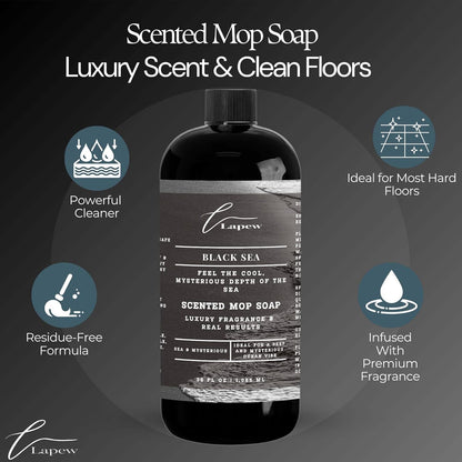 Lapew Black Sea Scented Cleaning Bundle | Carpet Deodorizer Powder (16 oz) & Mop Soap Concentrate (36 oz) | Pet-Friendly Odor Eliminator - Colors A