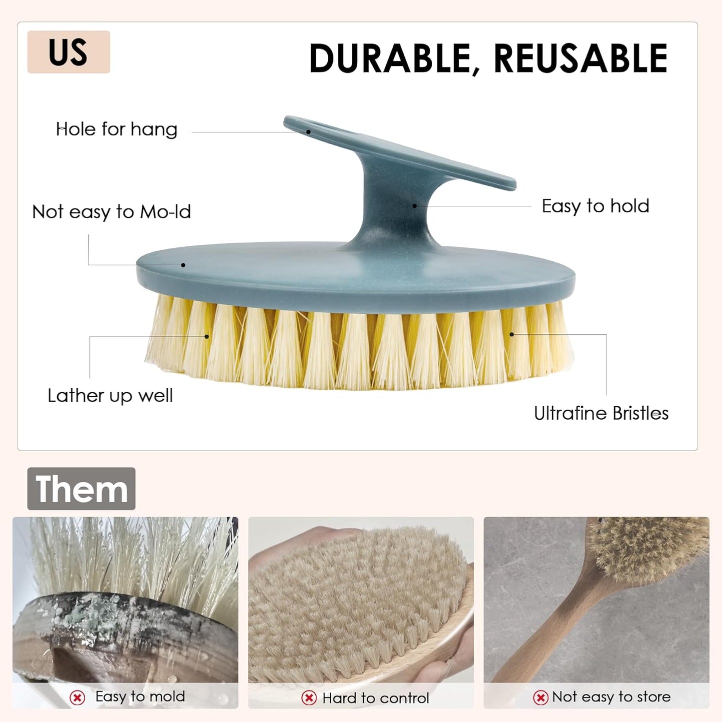 INNERNEED Food-Grade Soft Silicone Body Scrubber Shower Brush Handheld Cleansing Skin Brush, Gentle Exfoliating and Lather Well (Black)