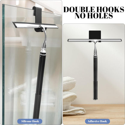Shower Squeegee with Long Handle,Window Squeegee with Extension Pole Squeegee for Shower Glass Floor Squeegee, Telescoping Shower Squeegee for Glass Door, Tile Wall, Car,Floor