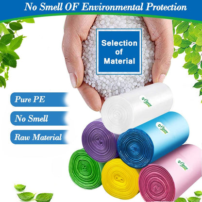 Hommaly 2 Gallon (1.8-2 Gal)120 pcs Small Clear Trash Bags, Strong 1.8 Gallon Garbage Bags, Bathroom Trash Can Bin Liners Unscented, Mini Plastic Bags for Office, Waste Basket Liner,Fit 6,7,8 Liters