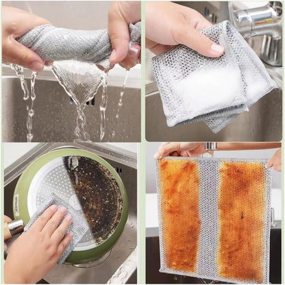 Kitchen Dish Soap Dispenser with Sponge Holder, 2-in-1 Countertop Soap Pump Dispenser, Soap Dispenser for Kitchen Sink with 2-Packs Wire Dishwashing Rag,Black