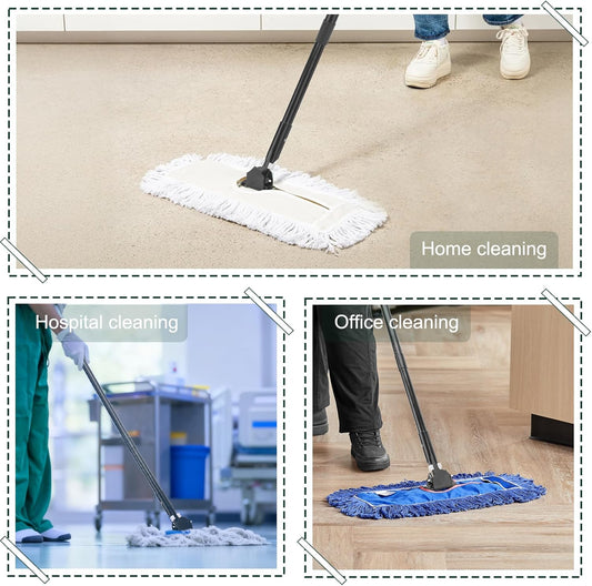 KeFanta 59 Inch Clip on Dust Mop Handle,Commercial Dust Mop Frame Handle,Heavy Duty Metal Stick Replacement for Floor Cleaning,3 Pack