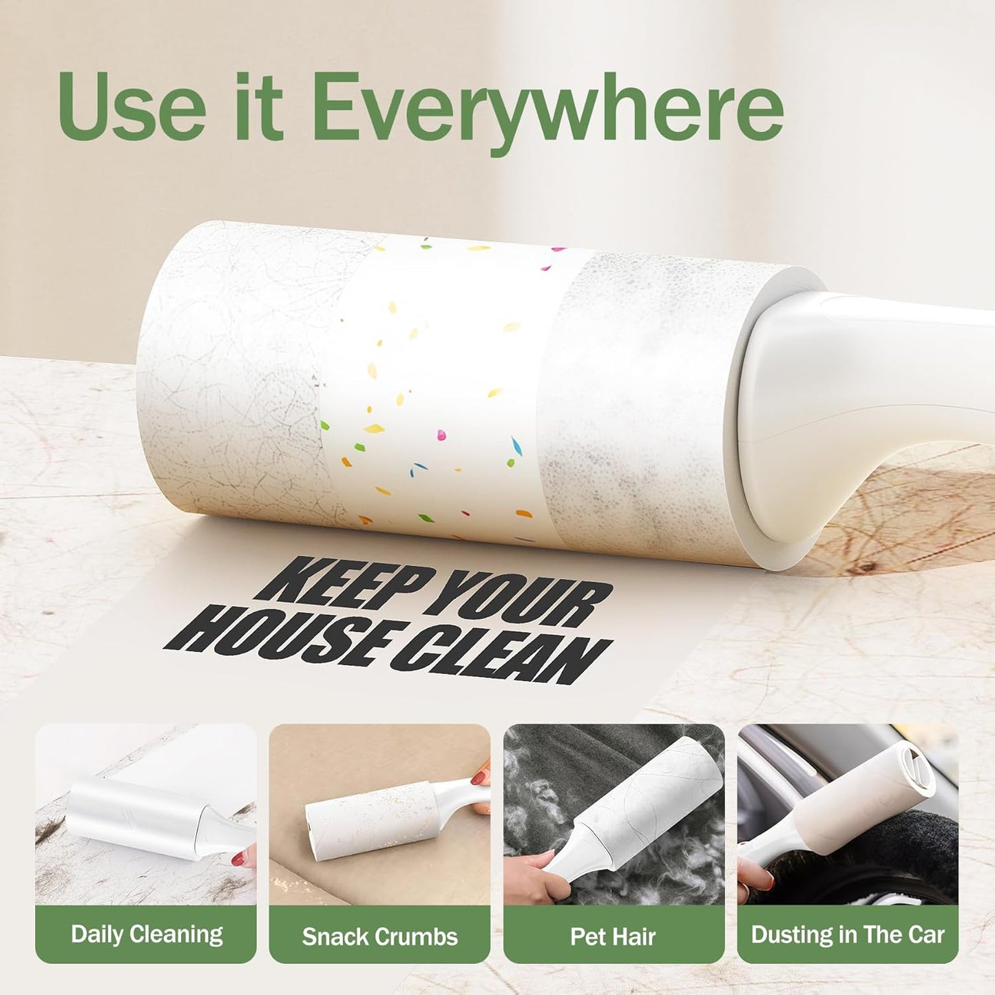 Extra Sticky Lint Roller for Pet Hair, 600 Sheets with 2 Reinforced Handles, Heavy Duty Lint Roller for Clothes, Couch, Furniture & Car
