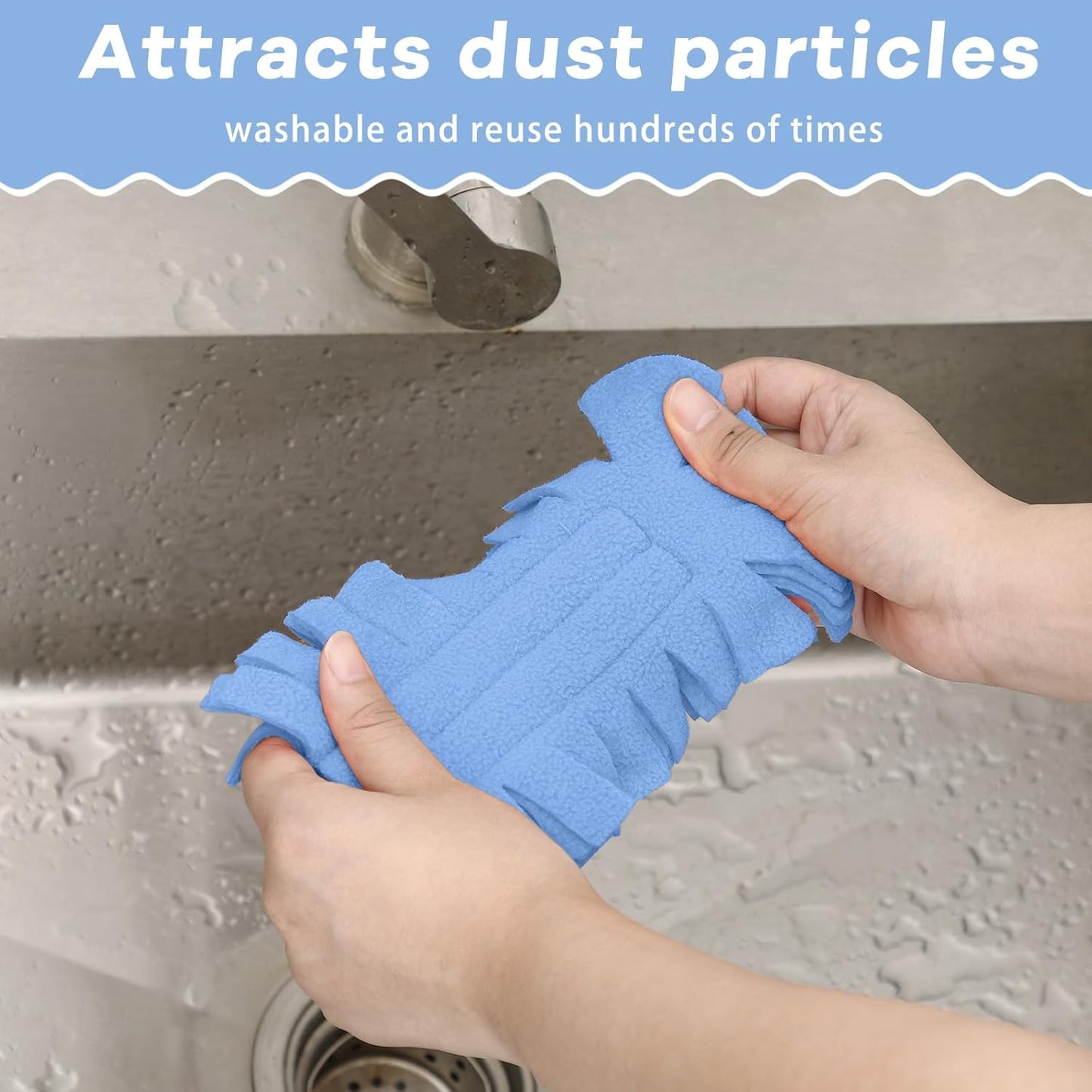 Zubebe 12 Pcs Duster Refill Reusable Fleece Duster Refills Feather Flat Dusters Multi Surface Washable Cleaning Pads Tools for Home, Blinds, Car, Pet, Furniture, Fans (Dark Color)