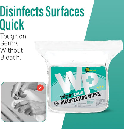 WIPESPLUS Disinfecting Surface Wipes Refill Bag Bleach Free with Lemon Scent for Home and Business, 800 Count