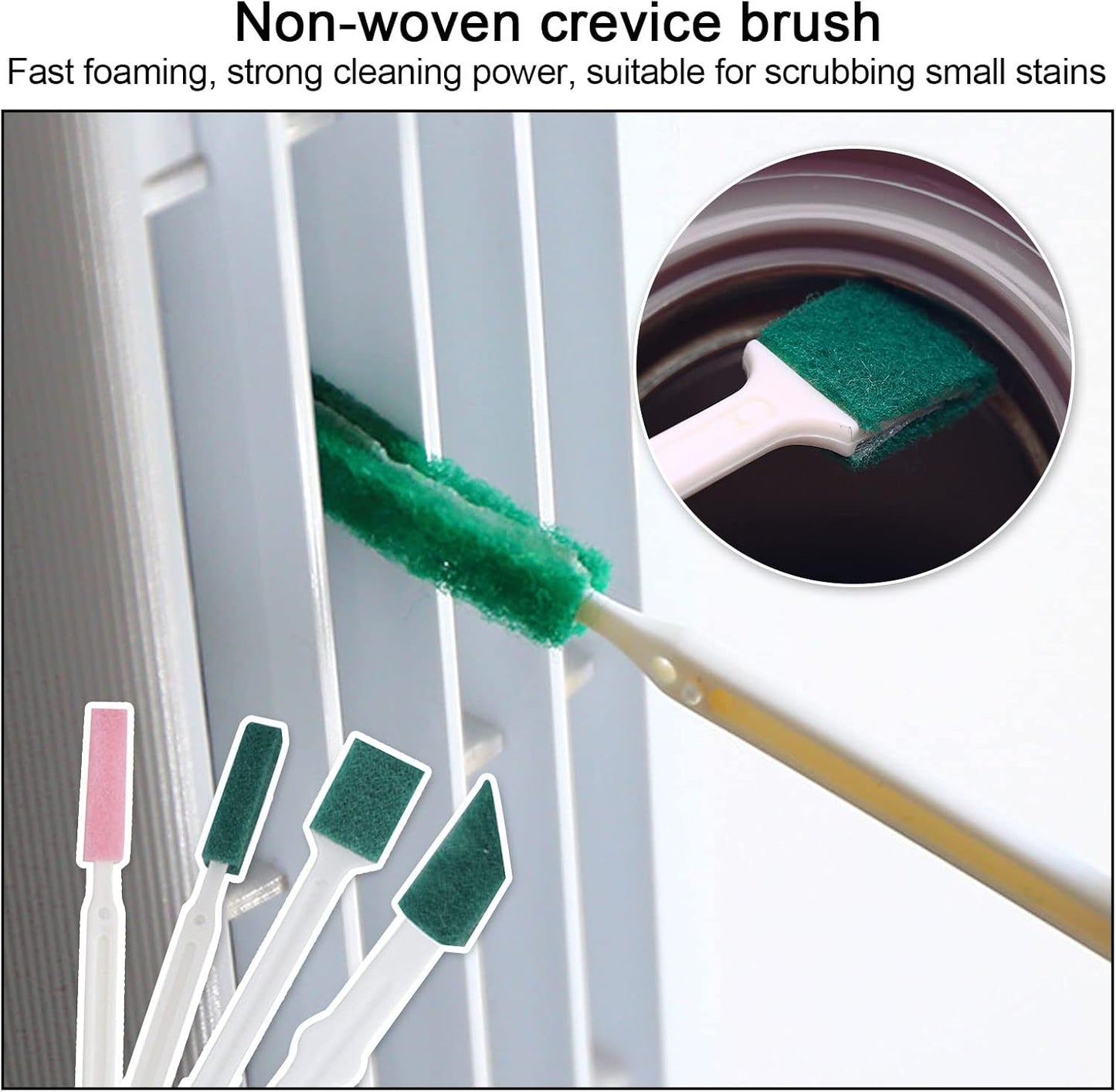 Crevice Cleaning Brushes (White) Deep Clean Set for Kitchen, Appliances, Grout, and Narrow Spaces - Small Detail Scrub Brush for Tile