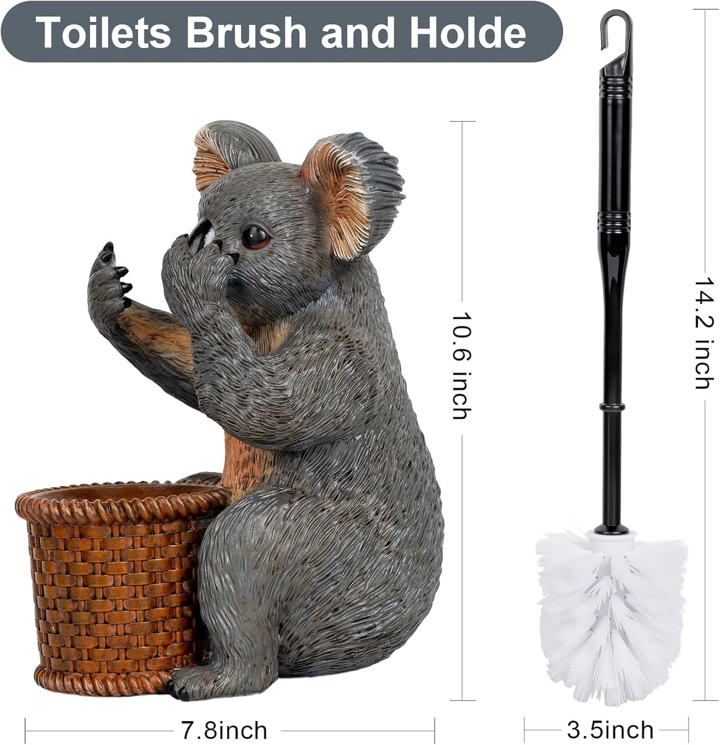 Toilet Brush Holder Set for Bathroom Super Cute Dog Base Solidly Toilet Bowl Brush and Holder Flexible and Durable Style Stylish Toilet Cleaner Brush Saving Storage Space Toilet Brushes for Bathroom