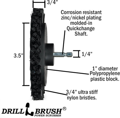 Drillbrush Multi-Surface Drill Brush Attachments Set for Car Interior, Bathroom, Flooring, Counters, Sinks, Siding, Garages, and More - Dishwasher Safe Drill Brush Car Detailing Kit Attachment Set