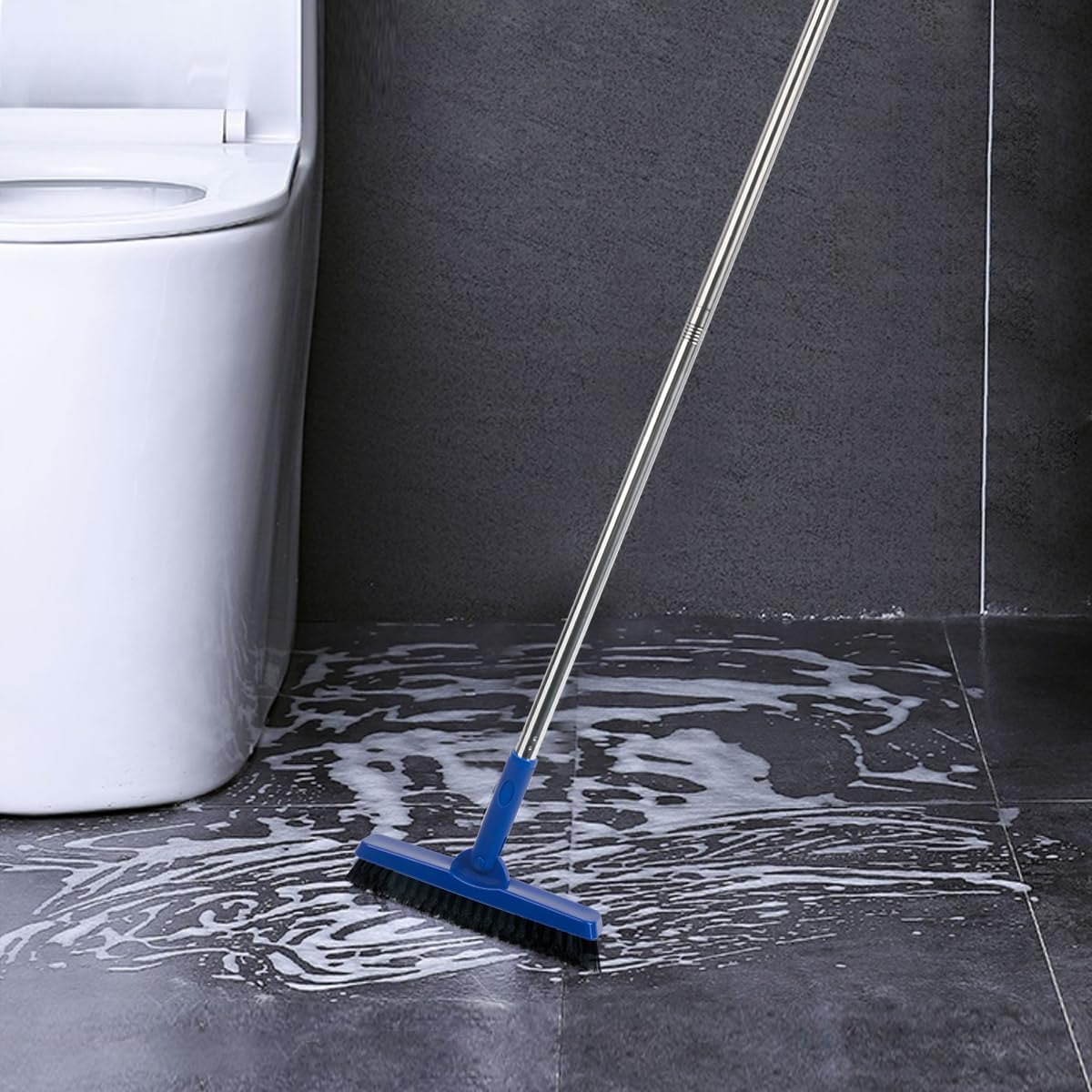 CELOX Grout Brush with Long Handle, Tile Grout Cleaner Brush for Tile Floors, for Shower Tile, for Cleaning Grout, Gray