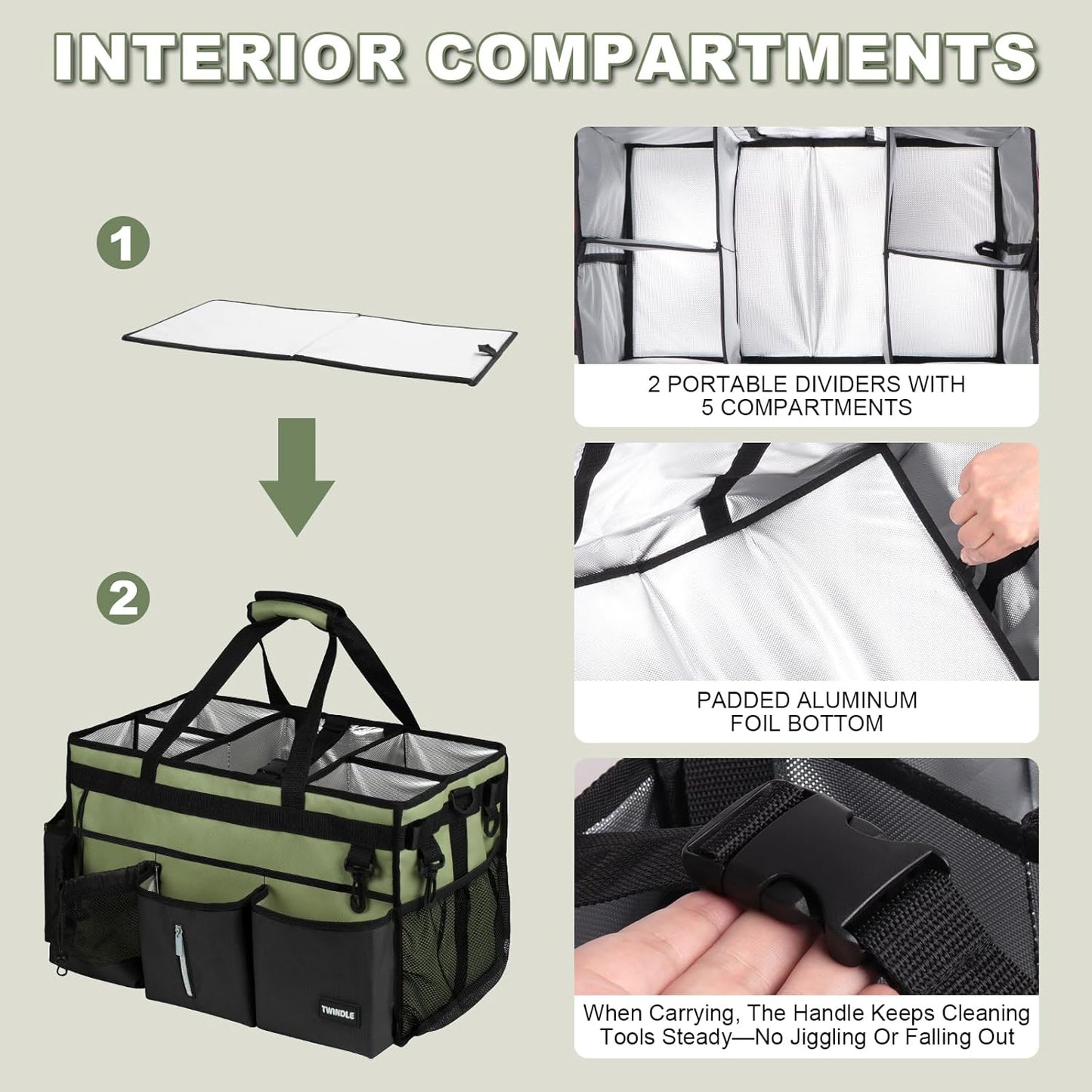 Extra-Large Wearable Cleaning Caddy With Detachable Divider,Cleaning Caddy For Cleaning Supplies Large Cleaning Supply Caddy With Adjustable Shoulder Strap & Waist Belt For Cleaners