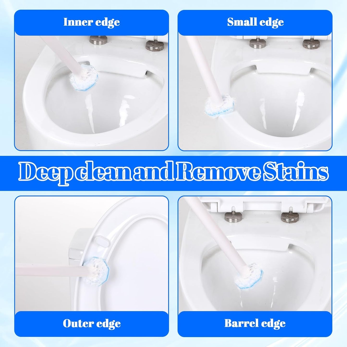 60 Counts Disposable Toilet Wand Refills Compatible with Most Bowl Brush Wand, Disposable Bathroom Toilet Brush Scrubber Heads, Toilet Bowl Cleaner Refill Pads for Stain Removal Deep Cleaning